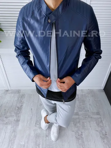 Geaca barbati bleumarin piele ecologica B2828 D0-1